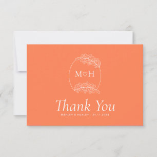 Modernes Coral Pink Orange Boho Wedding Dankeskarte