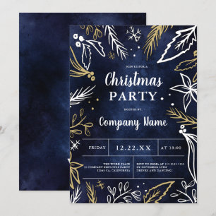 Modernes Corporate Fett Gold Marine Weihnachtsfest Einladung
