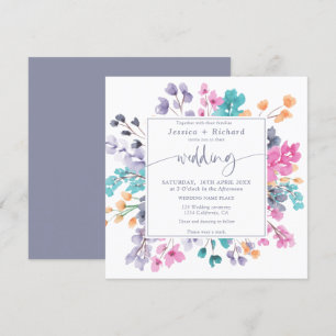 Modernes Country Bloral Lavendel rosa Hochzeitsskr Einladung