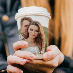 Modernes Couple Collage Foto & Minimal Familienges Pappbecher