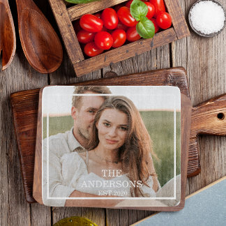 Modernes Couple Collage Foto & Minimal Familienges Schneidebrett