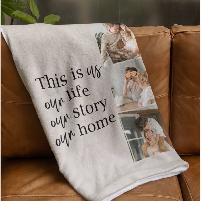 Modernes Couple Family Foto & Family Quote Fleecedecke (Von Creator hochgeladen)