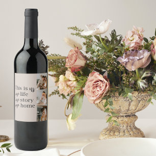 Modernes Couple Family Foto & Family Quote Weinetikett