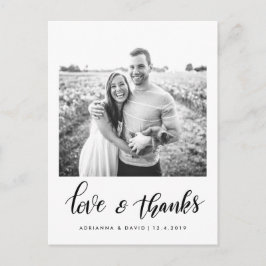 Modernes Couple Foto Liebe & dank Script Postkarte
