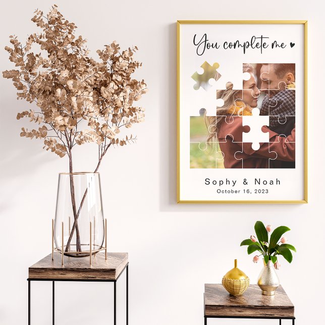 Modernes Couple Wedding Foto | Foto Puzzle Poster (Von Creator hochgeladen)