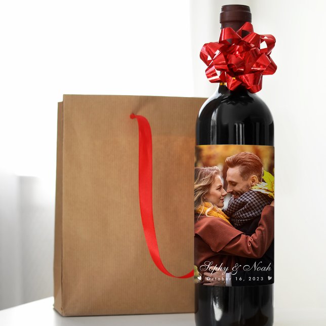 Modernes Couple Wedding Foto | Set mit Weinetikett (Von Creator hochgeladen)