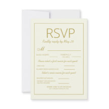 Modernes Cream Gold Hochzeit RSVP Vertical Meel