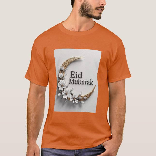 Modernes Crescent Eid Al Fitr Mubarak Hemd für Män T-Shirt (Vorderseite)
