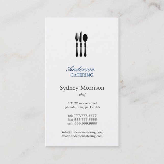 Modernes Cutlery Koch/Catering/Restaurant - Grotto Visitenkarte (Vorderseite)