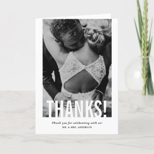 Modernes Cutout Overlay Vertikales Foto Hochzeit Dankeskarte