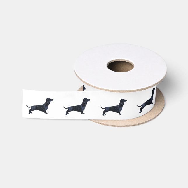 Modernes Dackel-Silhouette-Satinband Satinband (Spule)