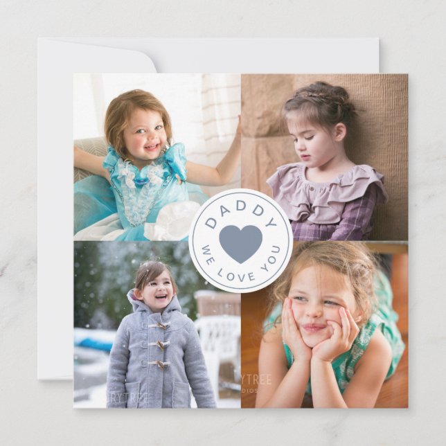 Modernes Daddy wir Liebe Sie FotoCollage (Vorderseite)