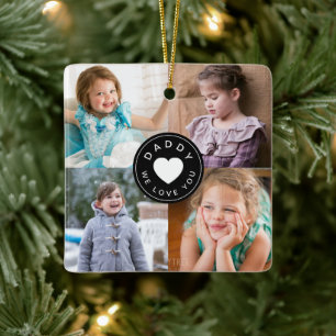 Modernes Daddy wir Liebe Sie FotoCollage Keramikornament