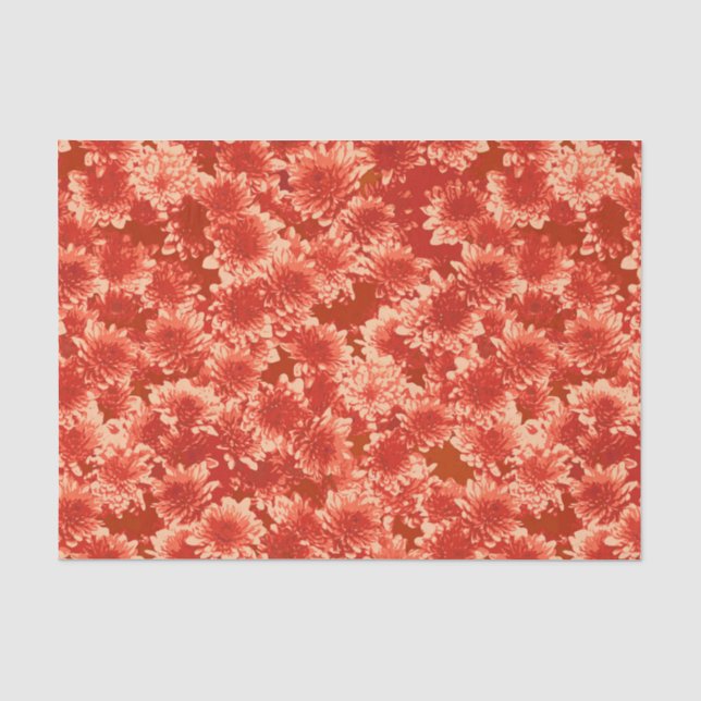Modernes Dahlia-Muster, Mandarin Orange Seidenpapier (Vorderseite)