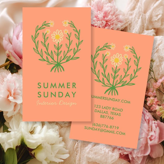 Modernes Daisy-Blume-Logo CUSTOM Visitenkarte (Modern Daisy Flower Logo CUSTOM Floral Florist Business Card
)