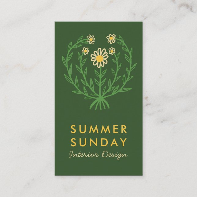 Modernes Daisy-Blume-Logo CUSTOM Visitenkarte (Vorderseite)