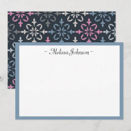 Modernes Damaskus rosa und Personalisiert Mitteilungskarte