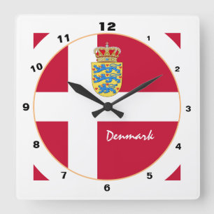 Modernes Dänemark, dänische Flagge trendy Zuhause Quadratische Wanduhr