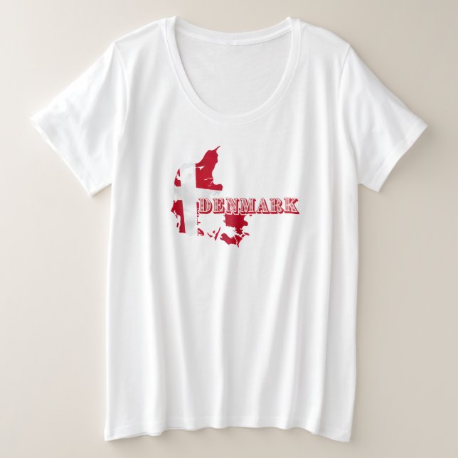 Modernes Dänemark Dänisches Letter MAP Flag Souven Große Größe T-Shirt (Design vorne)