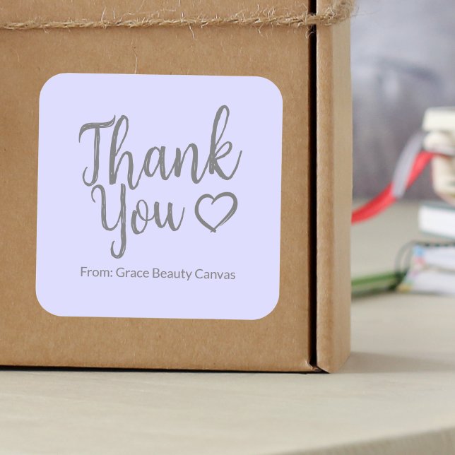 Modernes Dankeschön Pinsel Skript minimal Lila Quadratischer Aufkleber (Von Creator hochgeladen)