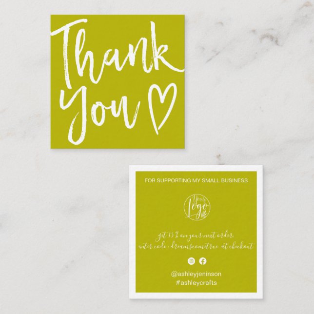 Modernes Dankeschön-Skript Reihenfolge einfache li Quadratische Visitenkarte (Vorne/Hinten)