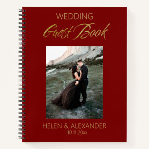 Modernes Dark Red Wedding Gästebuch Notizbuch