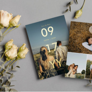 Modernes Date Typografy Foto Save the Date Folieneinladung