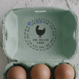 Modernes Datum und Hühnername Personalisiertes Ei Permastempel