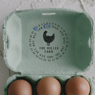 Modernes Datum und Hühnername Personalisiertes Ei Permastempel