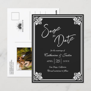 Modernes Deko Black Peacock Foto Save the Date Postkarte