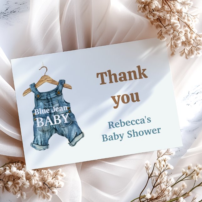 Modernes Denim Blue Jean Baby Boy Baby Shower Dankeskarte (Von Creator hochgeladen)