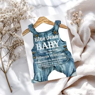 Modernes Denim Blue Jean Baby Boy Baby Shower Einladung