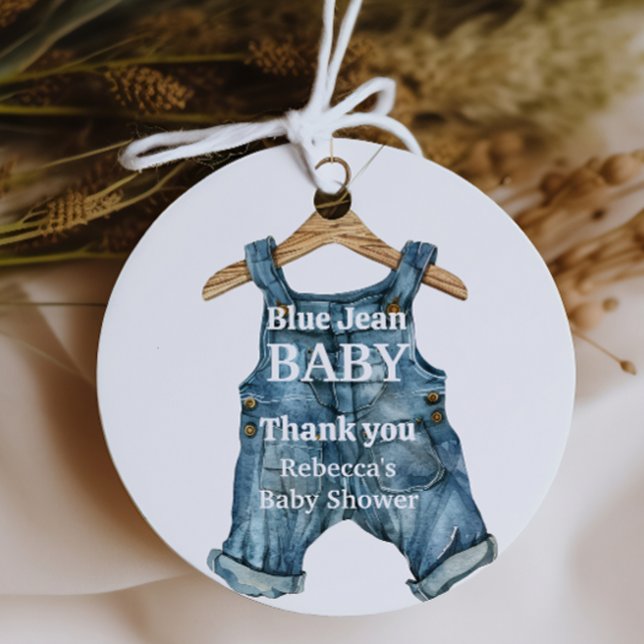 Modernes Denim Blue Jean Baby Boy Baby Shower Geschenkanhänger (Von Creator hochgeladen)