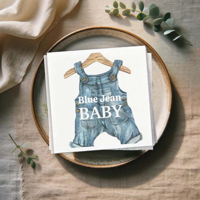 Modernes Denim Blue Jean Baby Boy Baby Shower Serviette (Von Creator hochgeladen)