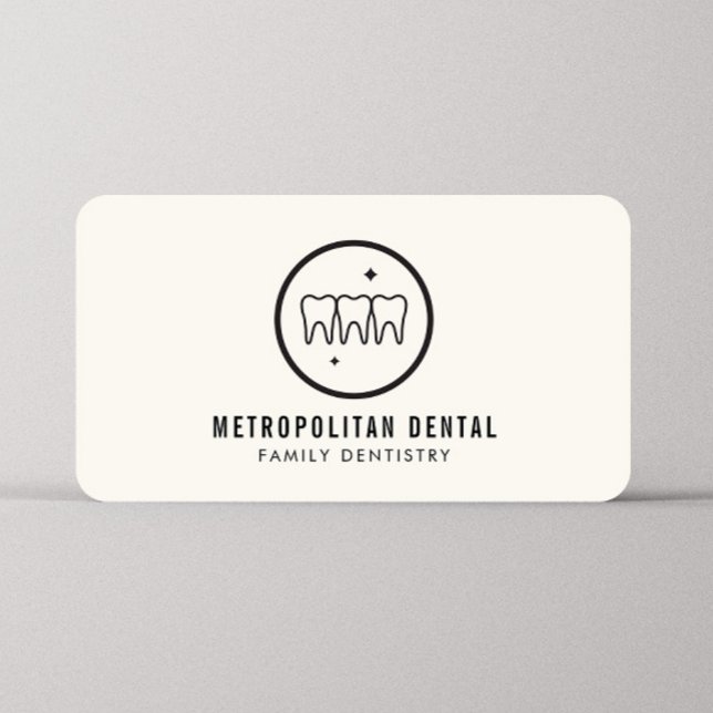 Modernes Dentist zisst schwarzes Logo auf Elfenbei Visitenkarte (Von Creator hochgeladen)
