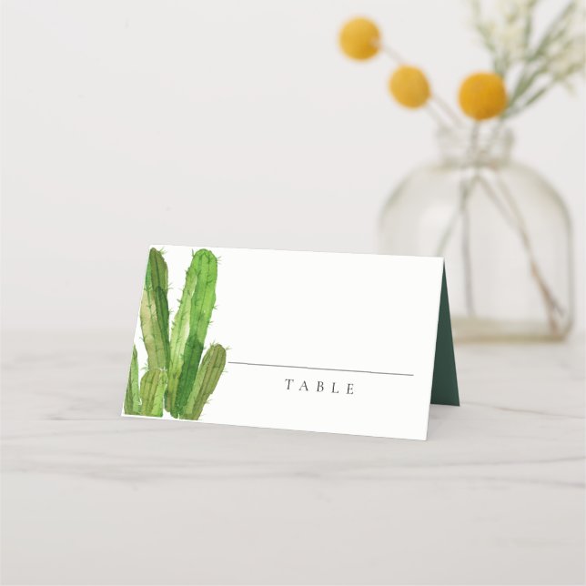 MODERNES DESERT GREEN CACTUS FOLIAGE WATERCOLOR PLATZKARTE (Vorderseite)