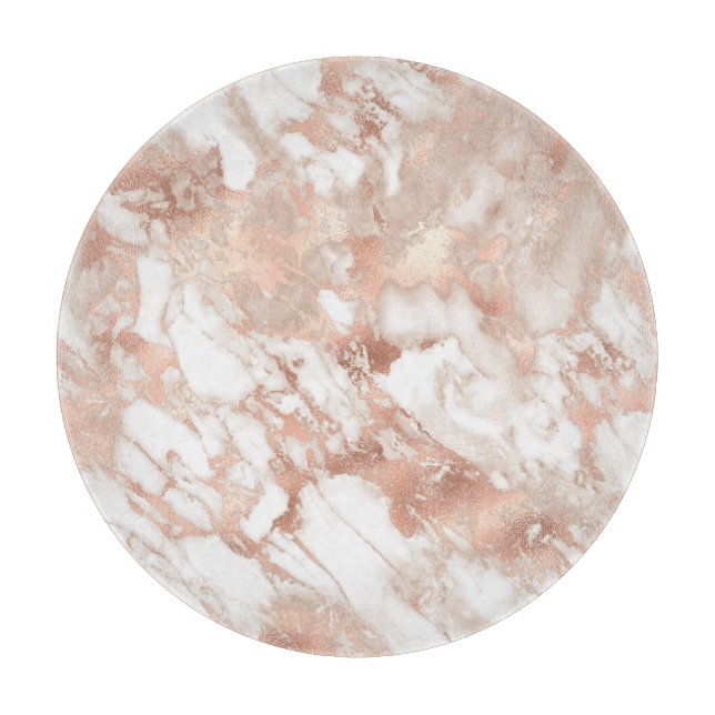 Modernes Design aus weißem und Rose-Gold-Marmor Schneidebrett (Vorderseite)