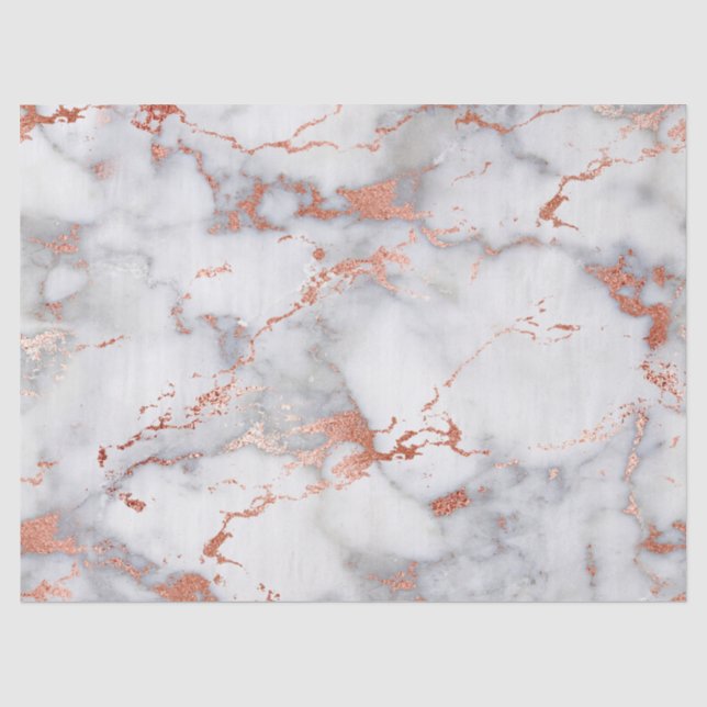 Modernes Design aus weißem und Rose-Gold-Marmor Seidenpapier (Vorderseite)
