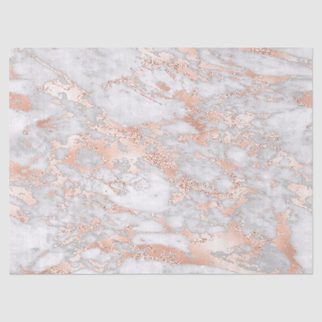 Modernes Design aus weißem und Rose-Gold-Marmor Seidenpapier (Vorderseite)