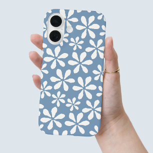 Modernes Design der blauen Blume Girly Floral iPhone 16 Hülle