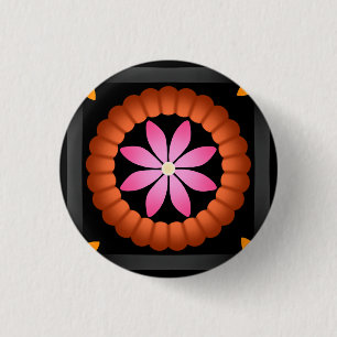 Modernes Design der Blume auf schwarzem Hintergrun Button