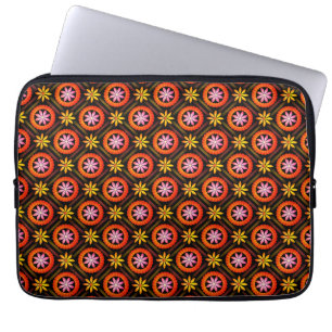 Modernes Design der Blume auf schwarzem Hintergrun Laptopschutzhülle