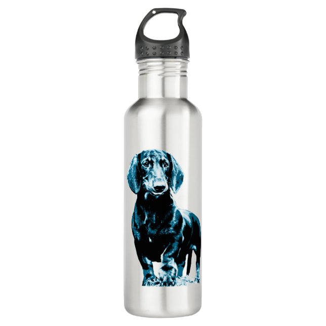 Modernes Design der Dackel Edelstahlflasche (Vorderseite)