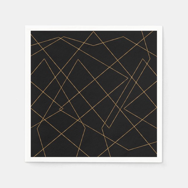 Modernes Design der geometrischen Linien Gold & Sc Serviette (Vorderseite)