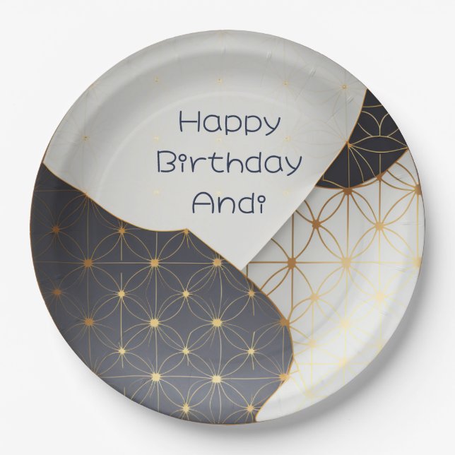 Modernes Design der japanischen Schwarz- und Gold- Pappteller (Vorderseite)