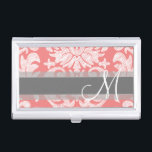 Modernes Design der Spitzenmatte - Korallen und Gr Visitenkarten Etui<br><div class="desc">Trendige und feminine Blumendamken mit beliebten Farben. Der Damast hat einen skurrilen Chalkboard-Look.</div>