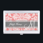 Modernes Design der Spitzenmatte - Korallen und Gr Visitenkarten Etui<br><div class="desc">Trendige und feminine Blumendamken mit beliebten Farben. Der Damast hat einen skurrilen Chalkboard-Look.</div>