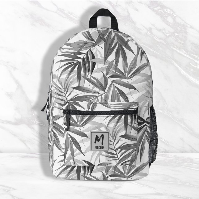 Modernes Design des tropischen Leaf-Musters Bedruckter Rucksack (modern tropical leaf pattern monogram design printed backpacks, travel bags, back to school)