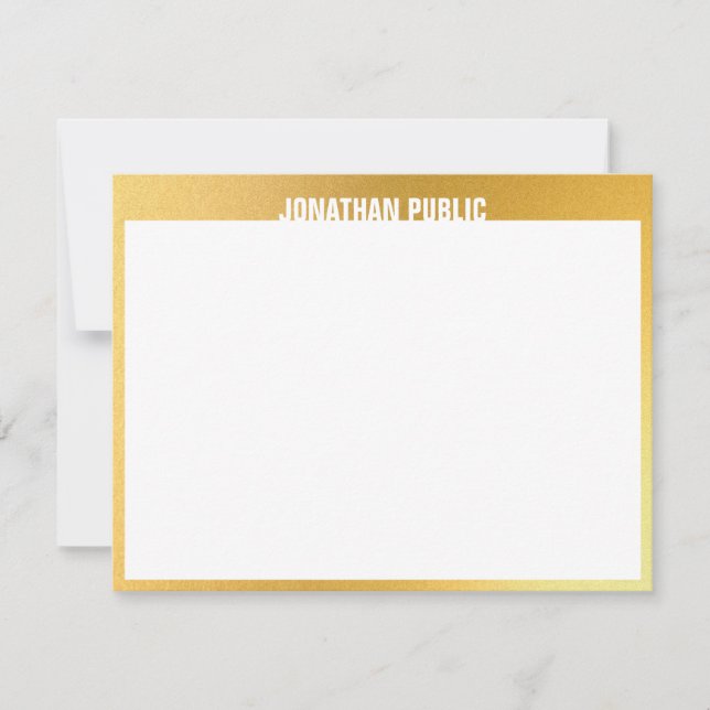 Modernes Design Elegantes Gold White Trendy Templa Mitteilungskarte (Vorderseite)