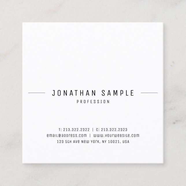 Modernes Design Elegantes Template Cool Quadratische Visitenkarte (Vorderseite)